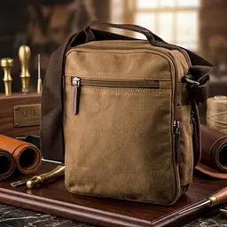 Універсальна текстильна чоловіча сумка на два відділення 20200 Vintage коричневий - мініатюра 3