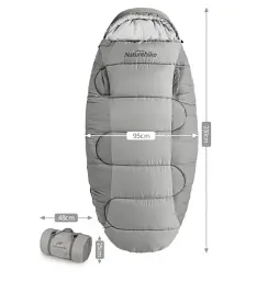 Спальний мішок овальний Naturehike PS200 NH20MSD03 правий сірий - мініатюра 2