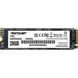 SSD диск Patriot P320 256GB M.2 2280 PCIe Gen 3.0 x4 NVMe TLC (P320P256GM28)