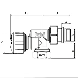 Кран радіаторний термостатичний Roho R5171-050 - 1/2" (М30x1,5) осьовий (антипротечка) RO0127 - мініатюра 2