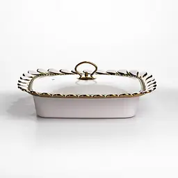 Мармітниця порцелянова Yiwu Tiffany 1.5 л квадратна зі скляною кришкою на металевій підставці з підігрівом 34х26х7 см для перших страв SX42-2