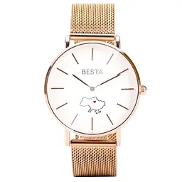 Наручний годинник жіночий BESTA Love UA Rosegold Золотий (3143)