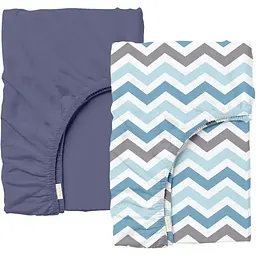 Набір простирадл на резинці Cosas BLUE ZIGZAG 60х120х12 см (SetSheet_DarkBlue_ZigBlueGrey_120x60)