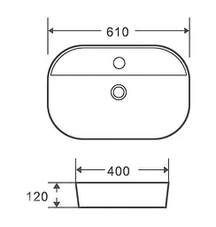 Раковина накладна Mixxus Premium ELLIPSE-0204 з отвором під змішувач (MP6679) - мініатюра 5