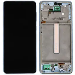 Дисплей Samsung A336 Galaxy A33 5G чорний, TFT, без функції відбитка пальця, з рамкою блакитного кольору, Blue