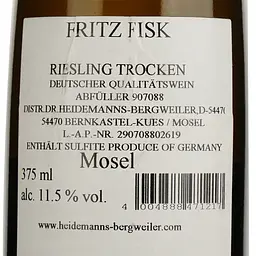 Вино Dr. Heidemanns-Bergweiler Fritz Fisk, біле, напівсухе, 11,5%, 0,375 л (8000014740513) - мініатюра 4