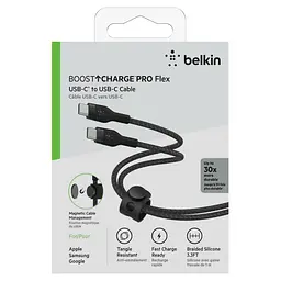 Кабель Belkin USB-C > USB-C заряджання/синхронізації 1м, 60Вт, Type-C, плетений, силіконовий, з ремі teh0013717 - мініатюра 3