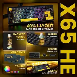 Клавіатура Attack Shark X65 RGB HE Magnetic Switch (AS-6972792470535-SB-UA) Starry Black (G-000004488) - мініатюра 2