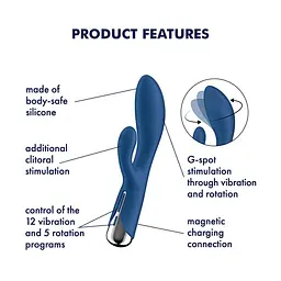 Вібратор-кролик із ротацією Satisfyer Spinning Rabbit 1 Blue Satisfyer IG048734; SX0562 99385 - мініатюра 6