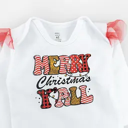 Новорічний трикотажний комплект для дівчинки Merry Cristmas зріст 80 см (9 - 12 місяців) Malena Білий з принтом - мініатюра 2