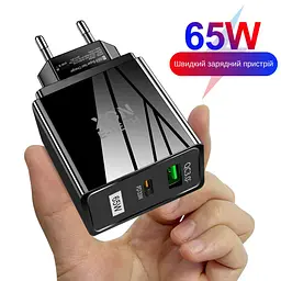 Зарядний пристрій XON PowerCharge 65W (PD33) USB Type-C (PCWA065033A1C1B 6037) Чорний - мініатюра 2