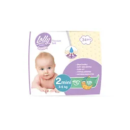 Подгузники Lolly Premium Soft Mini Размер 2 (3-5 кг) 34 шт (4820174981143)