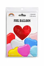 Фольгована кулька Foil Balloon "Серце" 25см (10") 10 шт наповнення повітрям або гелієм для тематичних вечірок Червоний - мініатюра 2