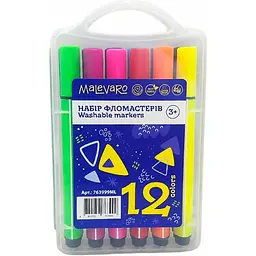 Фломастери Malevaro трикутні в пластиковому боксі 12 кольорів 12 шт. (763999ML)