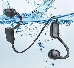 Бездротові спортивні кісткові навушники для плавання Langsdom Opetec Swim з вбудованою пам'яттю 32G Чорні - мініатюра 5