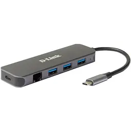 Мережевий адаптер D-Link DUB-2334 Gigabit 1xGE, 3xUSB 3.0, 1xUSB-C, Type-C - мініатюра 2