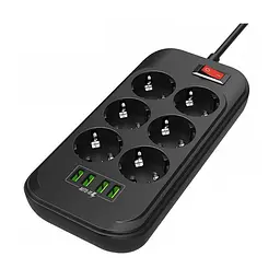 Мережевий фільтр живлення ColorWay CW-CHE64B, 6 розеток/4USB Black (CW-CHE64B) - мініатюра 5