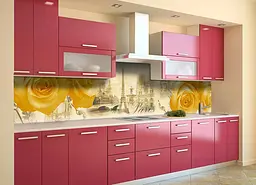 Кухонний фартух Amour для кухні наклейка ПВХ Франція Ейфелева вежа жовті Троянди 60х300 см Happy Pocket Z180422