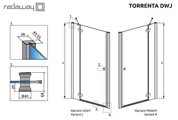 Душові двері Radaway Torrenta DWJ 110 см 31940-01-05N - мініатюра 4