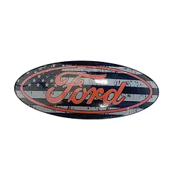 Емблема Ford чорна+червоний 125×50 мм пластик (на скотчі)