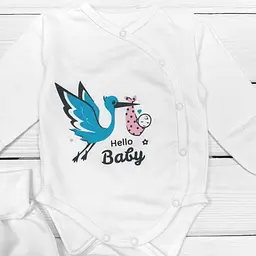 Дитячий комплект боді з повзунками Hello Baby зріст 62 см (1 - 3 місяця) Malena Молочний - мініатюра 2