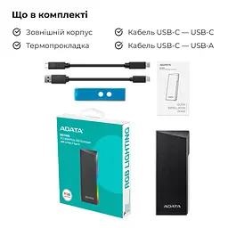 Зовнішня кишеня для накопичувача A-DATA EC700G для SSD M.2 PCIe/SATA USB3.2 Gen2 Type-C Black (AEC700GU32G2-CGY) - мініатюра 3