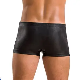 Чоловічі шкіряні боксери із заклепками Passion 048 SHORT DAVID S/M Black - мініатюра 2