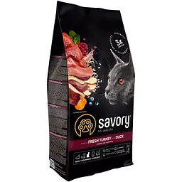 Корм сухий Savory Adult Cat для стерилізованих котів з індичкою та качкою 2 кг