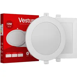 Круглий світлодіодний світильник Vestum врізний 12W 6000K 220V 1-VS-5109