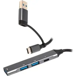 Концентратор Maxxter USB-C + USB-A to 1xUSB 3.0 + 2xUSB 2.0 + 1xUSB-C (HU3C-4P1CN-01)