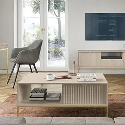 Стіл журнальний Perfect Home Нова / Nova з 2 шухлядами та золотими ніжками L104 Кашемір (PFH-091259) - мініатюра 7