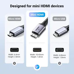 Кабель мультимедійний HDMI M to HDMI mini M 1.0m 8K HD163 black Ugreen (15514) - мініатюра 6