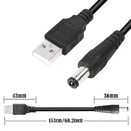 Кабель живлення 5,5 мм x 2,1 мм GINTOOYUN 5V USB2.0 — DC універсальний - мініатюра 2