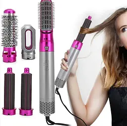 Фен-щітка-браш стайлер Hot Air Styler 5 в 1 мультистайлер для завивки локонів об'єму та укладки волосся 1000 Вт - мініатюра 2