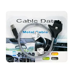 Кабель Lightning-USB Metal cable - ладонь 48см серо-черный провод лайтнинг шнур для зарядки айфона - миниатюра 3