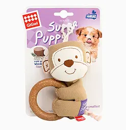 Іграшка для собак GiGwi Suppa Puppa Мавпеня з пищалкою (дерево / текстиль, 16 см)