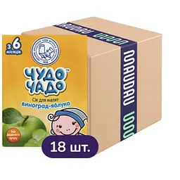 Упаковка сока Чудо-Чадо Виноградно-яблочный 3.6 л (200 мл х 18 шт.)