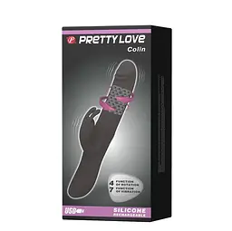 Вібратор-кролик Pretty Love Colin 25 см чорний - мініатюра 9
