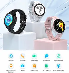 Дитячий розумний годинник Lemfo T-15 з 4G SIM-картою, відеочатом, GPS / Wi-Fi / LBS відстеженням, камерою та батьківським контролем Білий - мініатюра 4