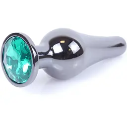 Анальна пробка Boss Of Toys Boss Series - Jewellery Dark Silver Butt Plug Green, BS6400060, Срібний / Зелений