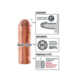 Насадка на пеніс Pipedream Fantasy X-Tensions Mega 1" Extension Light, 17.7 см (тілесний) - мініатюра 2