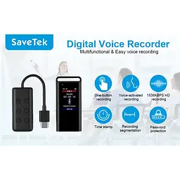 Міні диктофон брелок на 30 годин запису з шумозаглушенням та LCD екраном Savetek GS-R87, 32 Гб пам'яті (101147-32) - мініатюра 7
