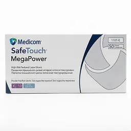 Рукавички латексні SafeTouch MegaPower High Risk оглядові підвищеної міцності текстуровані сині XL 25 пар. - мініатюра 2