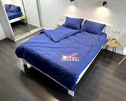 Постільна білизна LARA бязь Blue d11070e160 євро з простирадлом на резинці 160х200х25 - мініатюра 4
