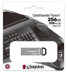 Флеш накопичувач USB 256GB Kingston DataTraveler Kyson, Silver, USB 3.2 Gen 1, до 200/60 МБ/с (DTKN/256GB) - мініатюра 3