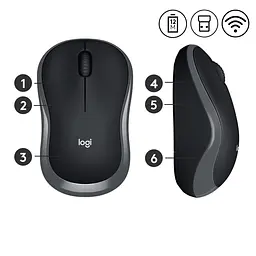 Mишка бездротова Logitech M185 (910-002238) Grey USB - мініатюра 4