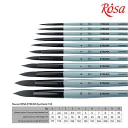 Пензель синтетика кругла STREAM 132 №0 коротка ручка Rosa - мініатюра 2