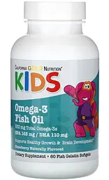 Омега-3 для дітей, натуральний смак полуниці, 60 капсул, California Gold Nutrition, Kid’s