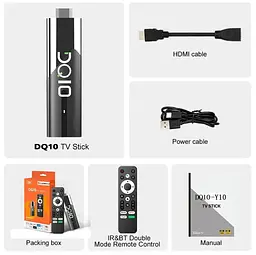 Смарт ТБ медіаплеєр Android 13 SmartTV Lemfo DQ-10 TV Stick ATV 4/32 Гб з голосовим пультом - мініатюра 3