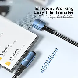 Кабель Essager Sunset Bend Type 7A cable USB A to Type C 2 м 100W Blue (EXCWT7A-CGA03-P) - мініатюра 3